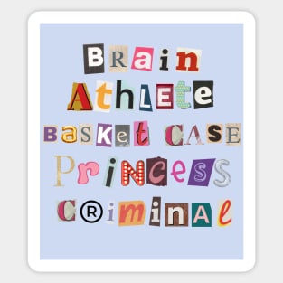 Brain Athlete Basket Case Princess Criminal Breakfast Club Print Sticker